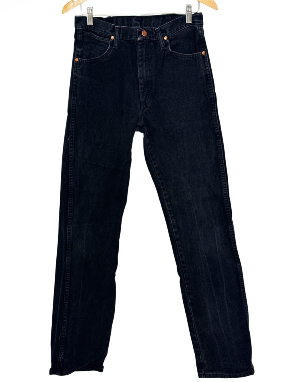 VINTAGE Black Denim Wranglers Straight Leg Size 30/36